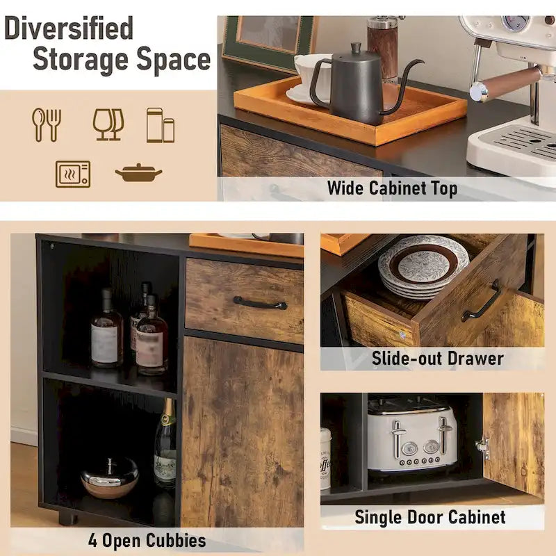 Buffet de ferme Console Bar à café Meuble de rangement