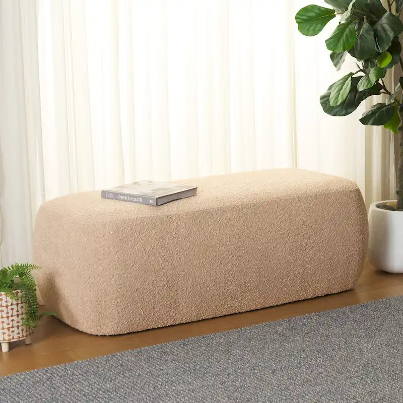 Banc de repose-pieds rectangulaire en velours