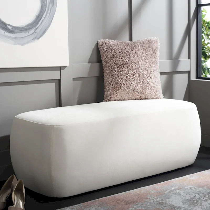 Banc de repose-pieds rectangulaire en velours