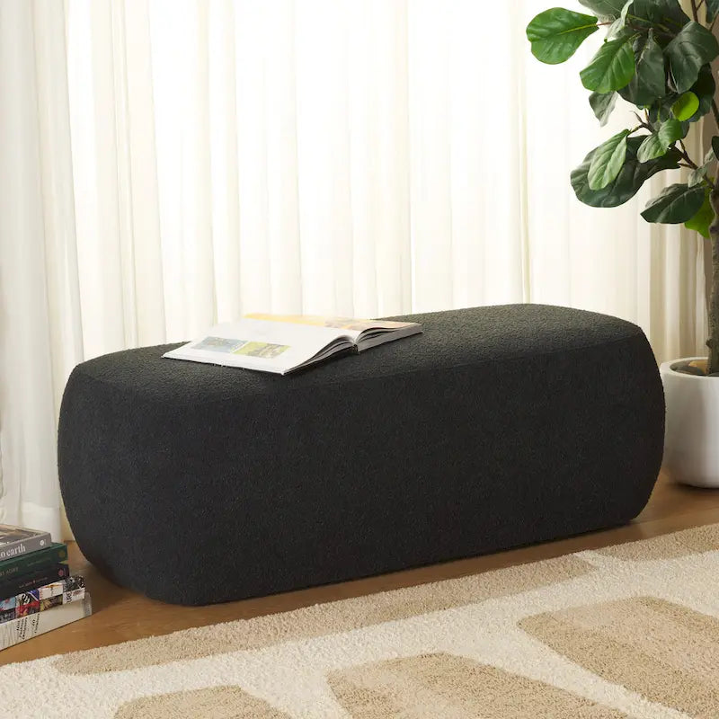 Banc de repose-pieds rectangulaire en velours