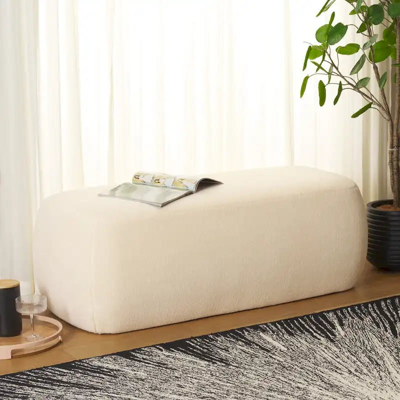 Banc de repose-pieds rectangulaire en velours