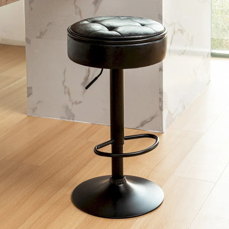 Tabouret de bar rond sans accoudoirs en similicuir
