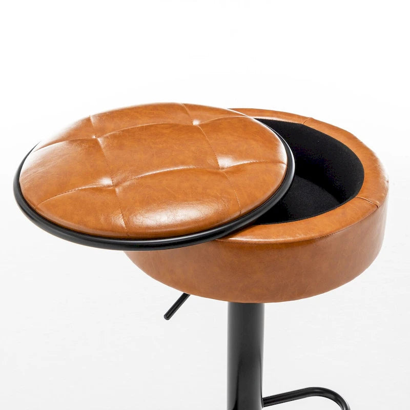 Tabouret de bar rond sans accoudoirs en similicuir