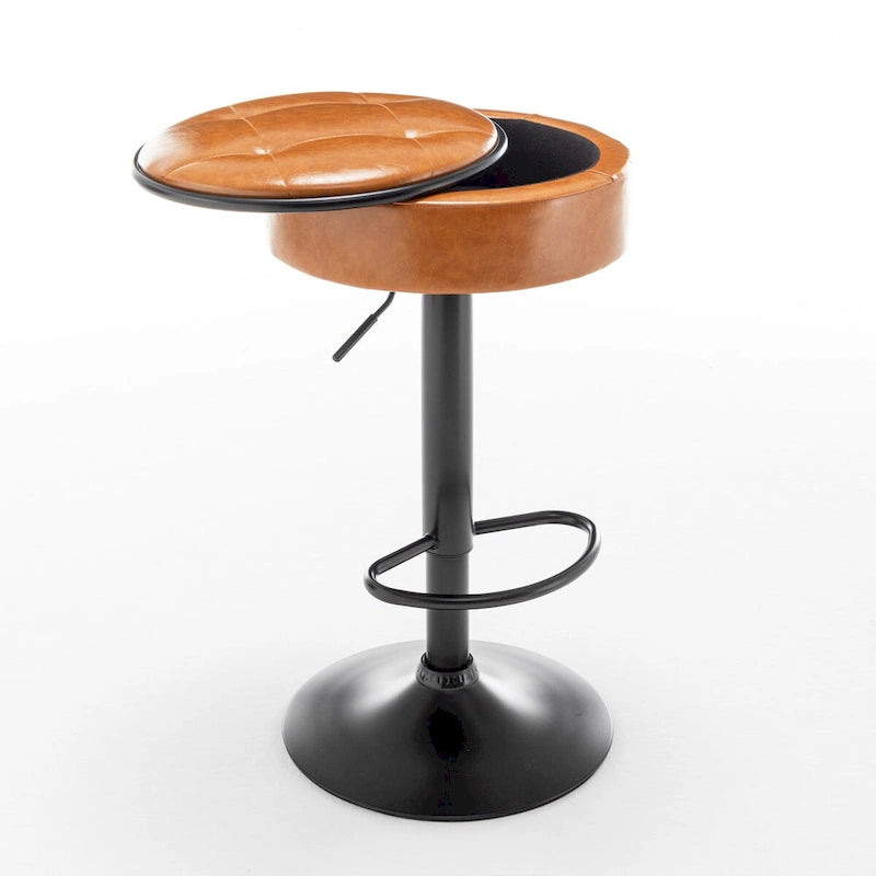 Tabouret de bar rond sans accoudoirs en similicuir