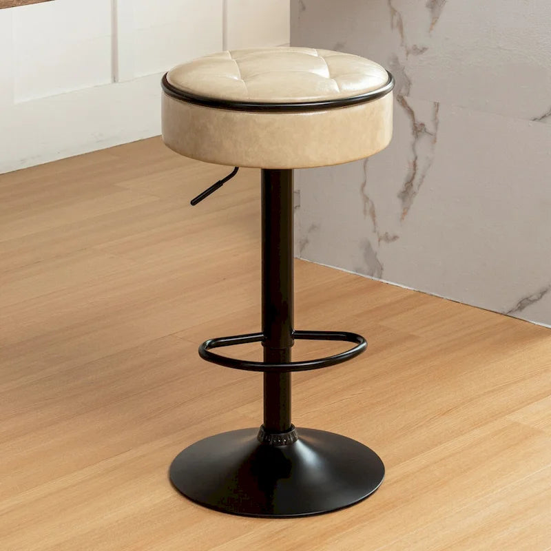 Tabouret de bar rond sans accoudoirs en similicuir