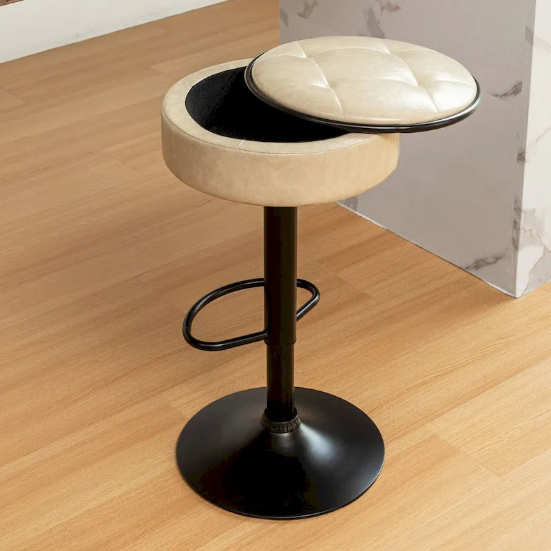 Tabouret de bar rond sans accoudoirs en similicuir