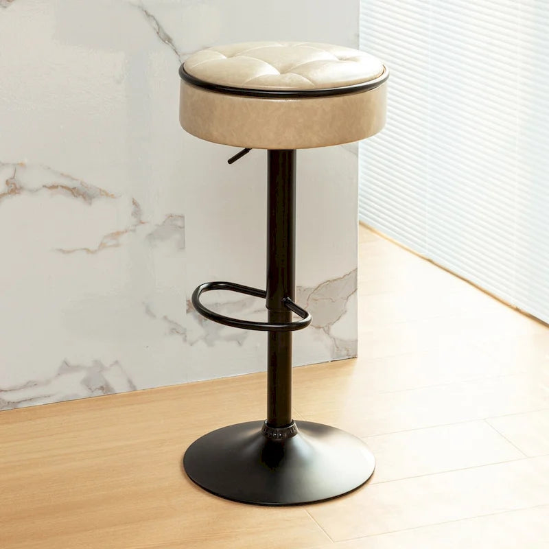 Tabouret de bar rond sans accoudoirs en similicuir