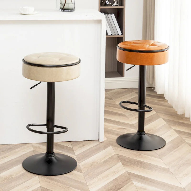 Tabouret de bar rond sans accoudoirs en similicuir