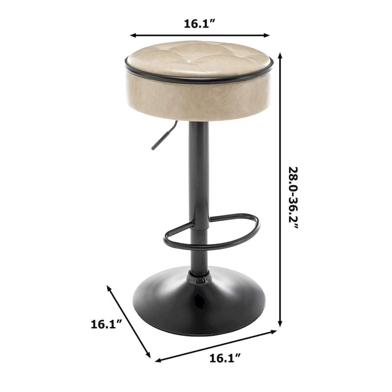 Tabouret de bar rond sans accoudoirs en similicuir