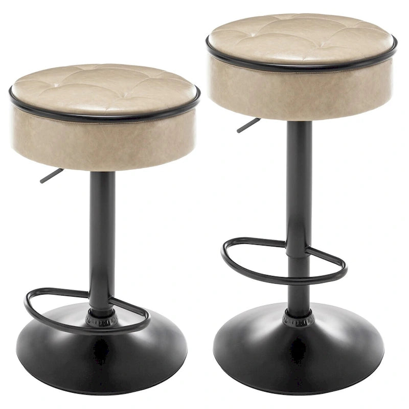 Tabouret de bar rond sans accoudoirs en similicuir
