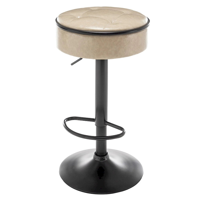 Tabouret de bar rond sans accoudoirs en similicuir