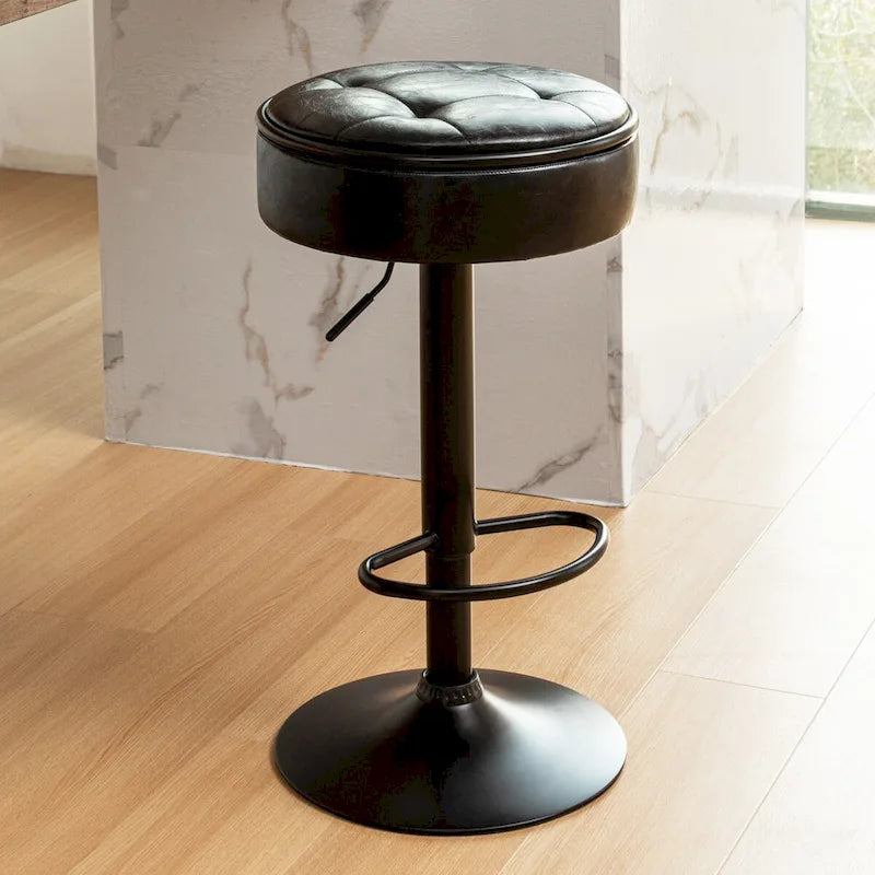 Tabouret de bar rond sans accoudoirs en similicuir