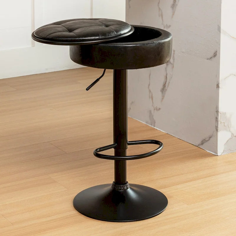 Tabouret de bar rond sans accoudoirs en similicuir