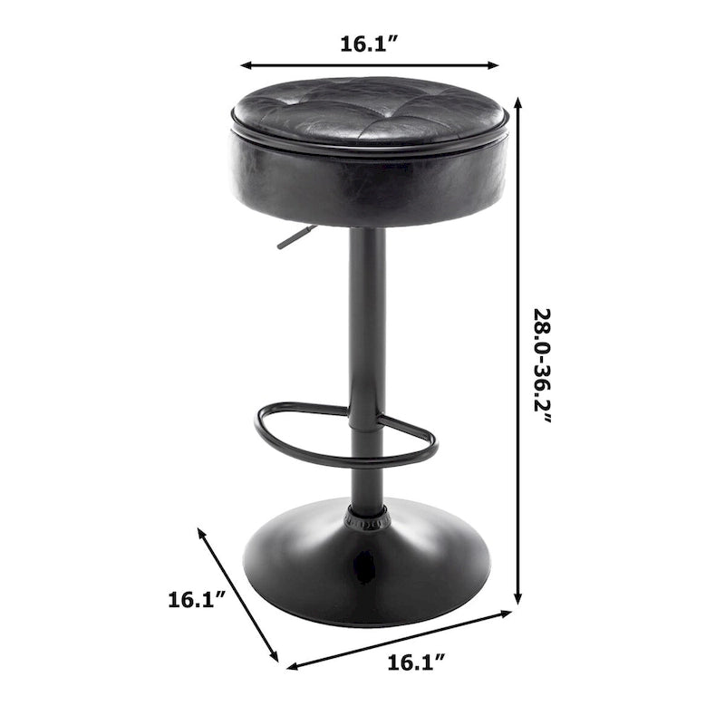 Tabouret de bar rond sans accoudoirs en similicuir