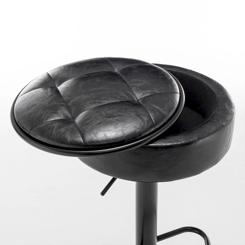 Tabouret de bar rond sans accoudoirs en similicuir