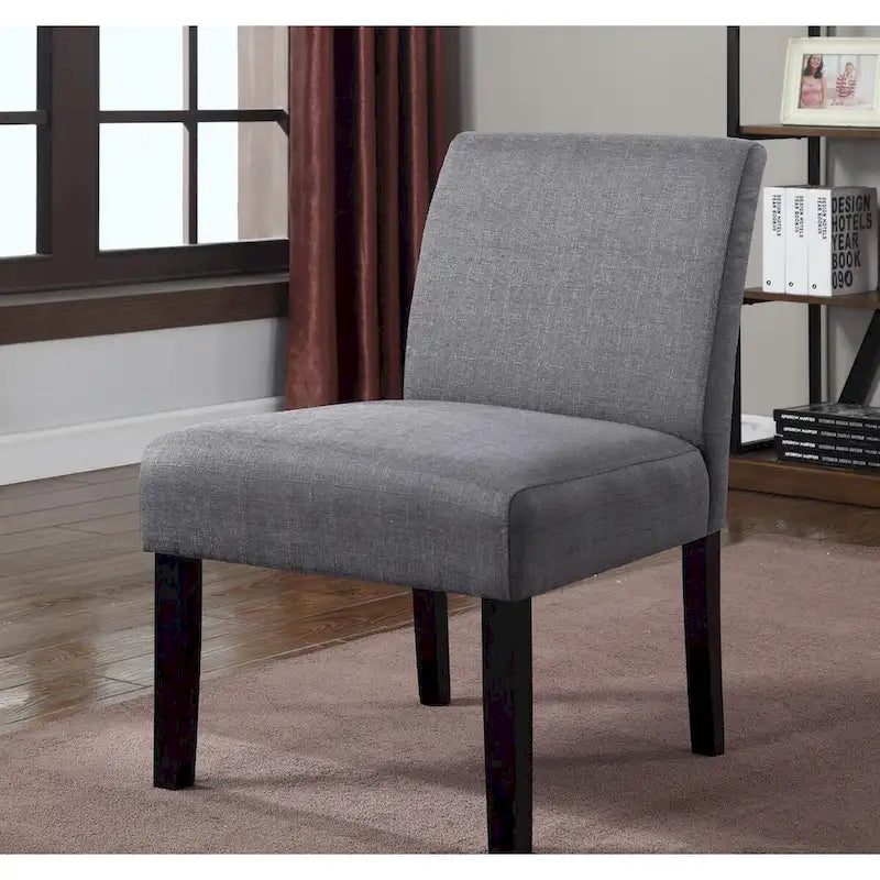 Fauteuil d'appoint en tissu chiné avec pieds en bois massif