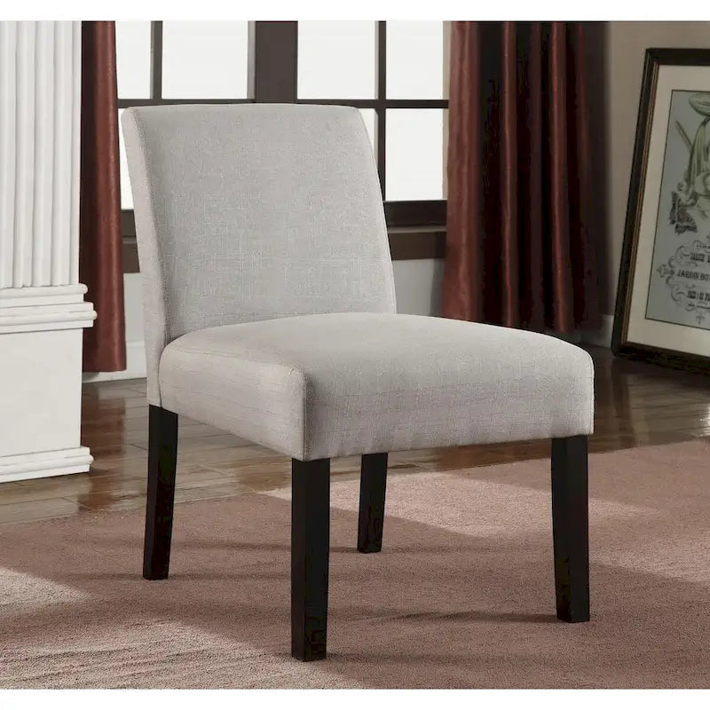 Fauteuil d'appoint en tissu chiné avec pieds en bois massif