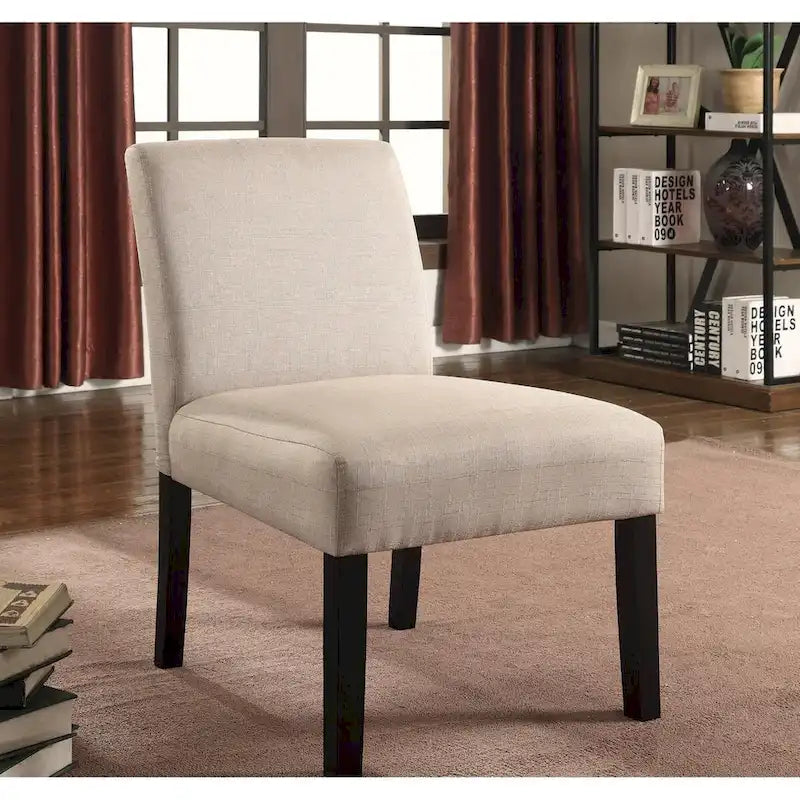 Fauteuil d'appoint en tissu chiné avec pieds en bois massif