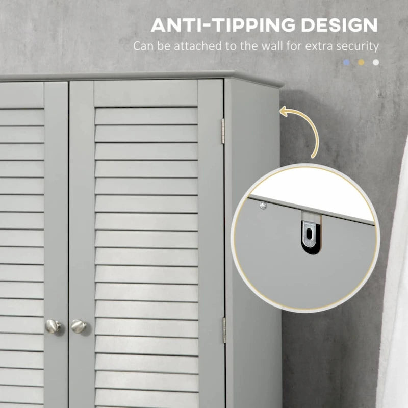 Meuble de Rangement sur Pied pour Salle de Bain avec 2 Placards et Plan de Travail