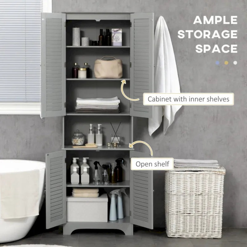 Meuble de Rangement sur Pied pour Salle de Bain avec 2 Placards et Plan de Travail