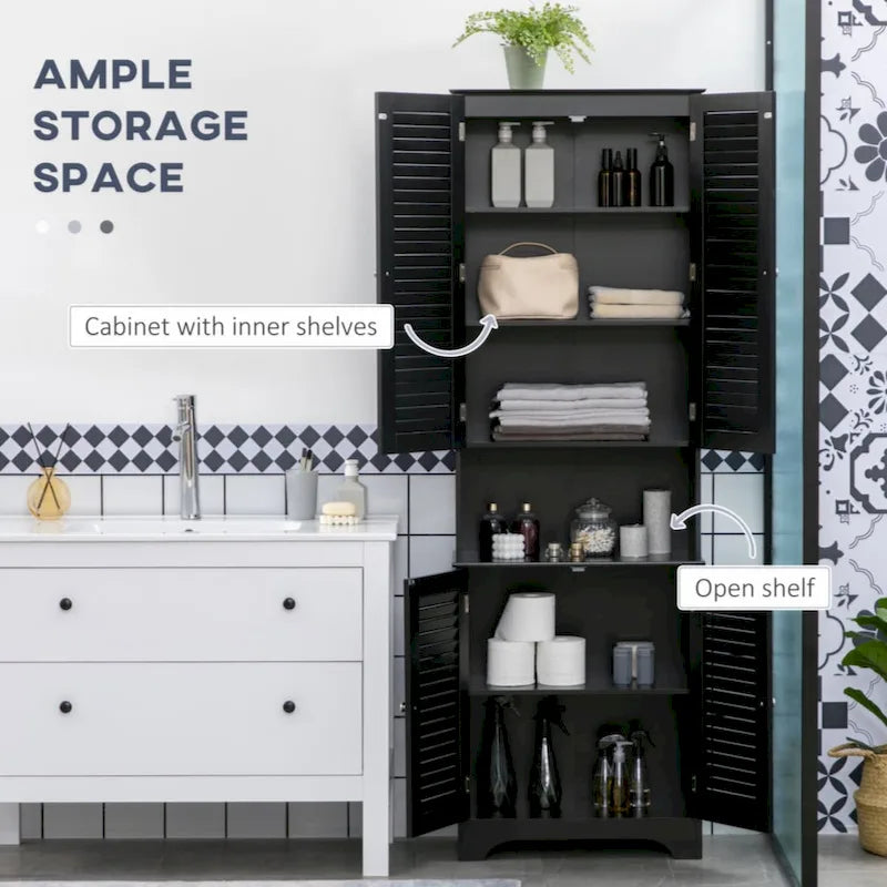 Meuble de Rangement sur Pied pour Salle de Bain avec 2 Placards et Plan de Travail
