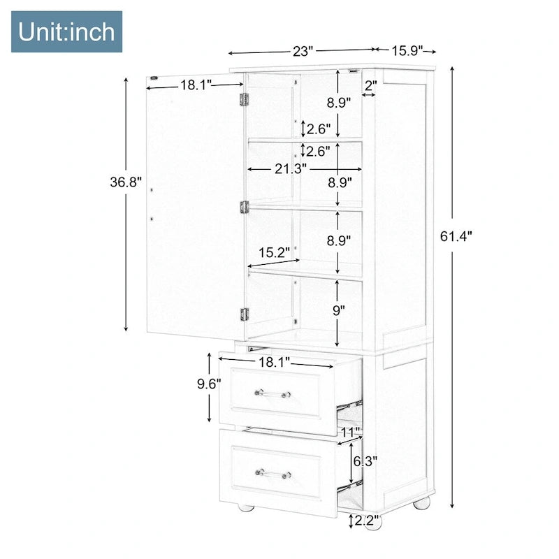 Meuble de rangement haut de salle de bain, Armoire de rangement sur pied