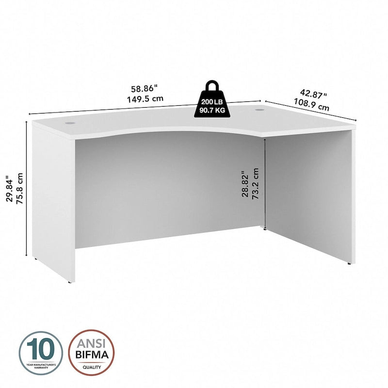 Structure de bureau en L pour droitier