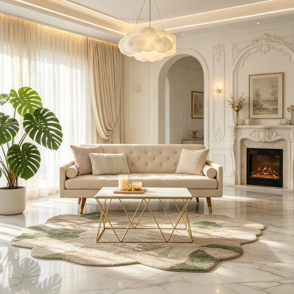 Table basse à plateau en marbre faite à la main, style glamour moderne